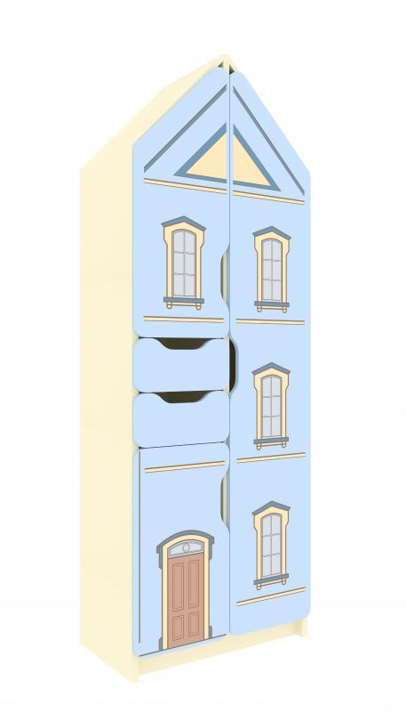 Стінка "Старе місто" з фотодруком, елемент №5, з полицями та шухлядами, для дидактичного матеріалу,особистих речей дітей,книг,іграшок,(АЛМАНТ), 600х320х1704 мм.